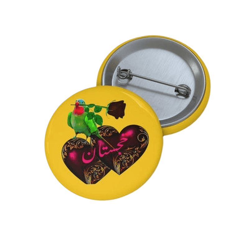 Khajistan Hearts and Parrot Pin Button KHAJISTAN