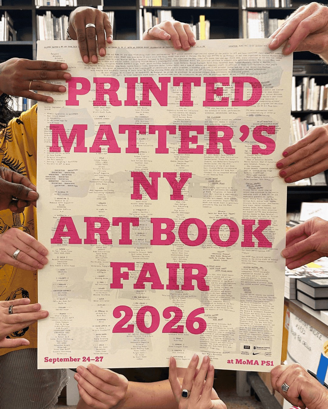 Printed Matter's NY Art Book Fair 2026 key art, September 24–27 at MoMA PS1