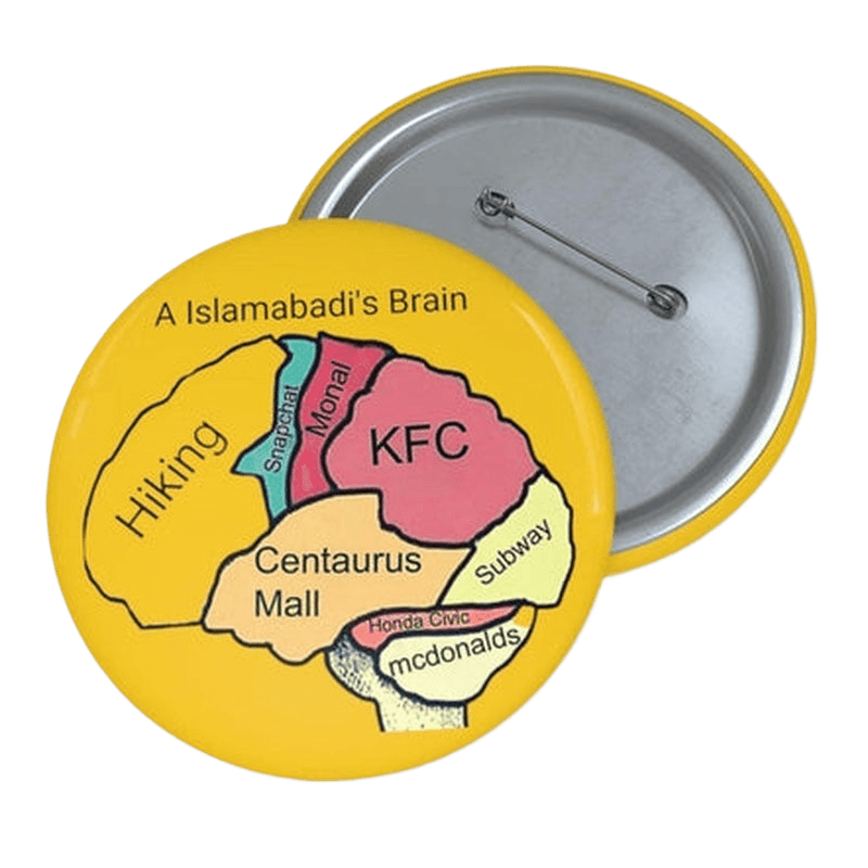 A Islamabad's Brain Pin Button KHAJISTAN