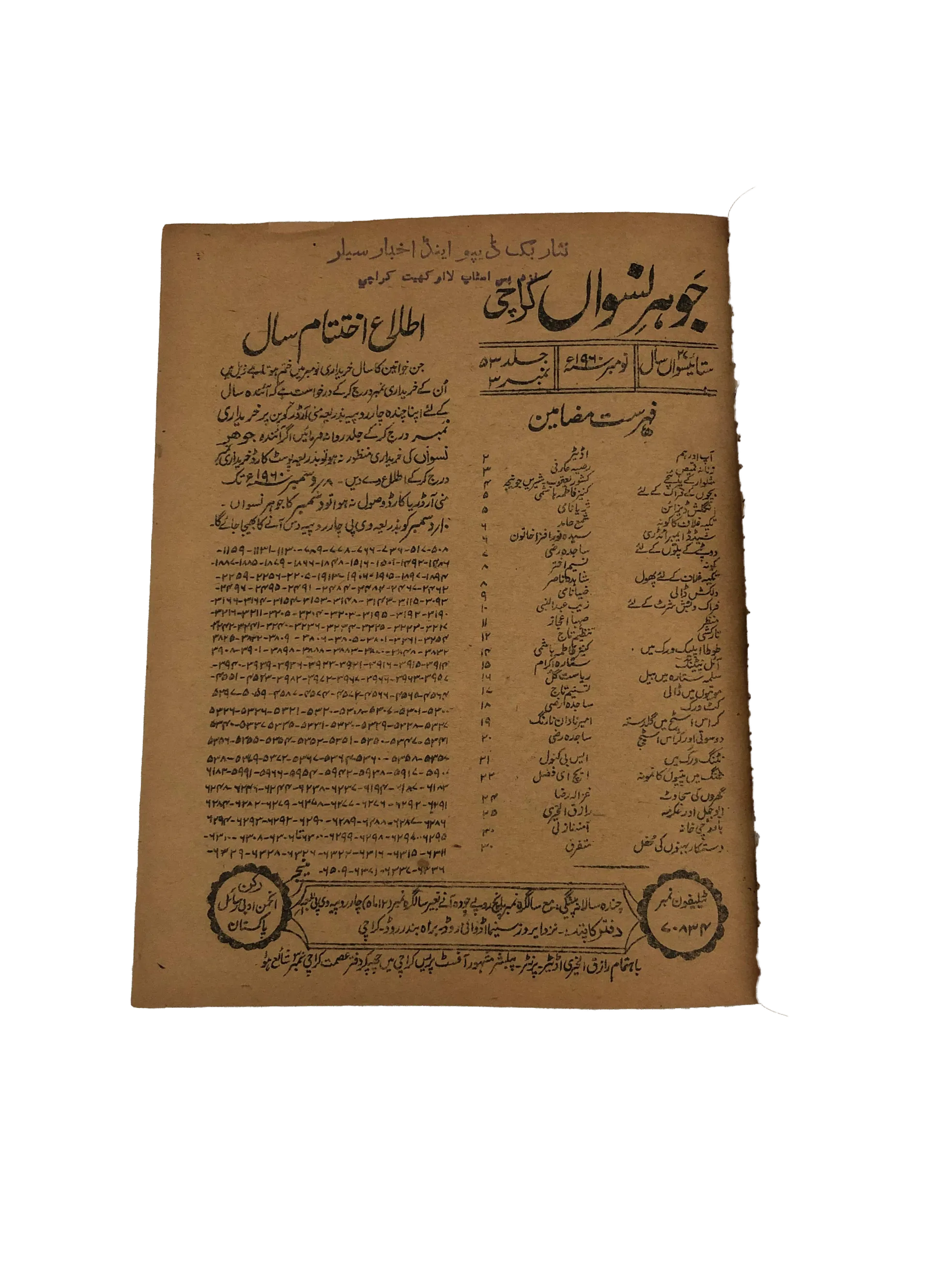 47 Issues of Jauhar-e-Niswan (1956-1960, Urdu) - KHAJISTAN™