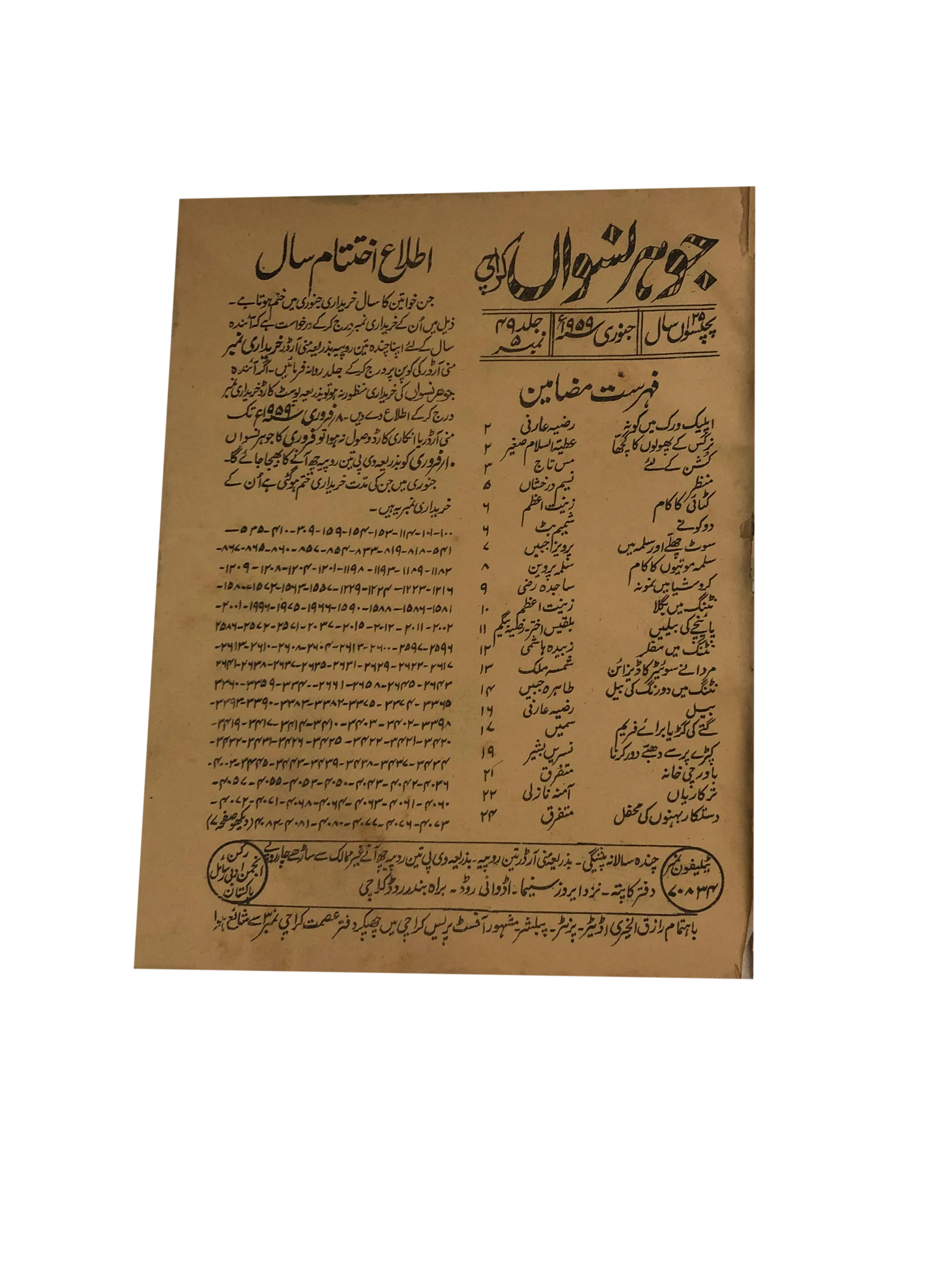 47 Issues of Jauhar-e-Niswan (1956-1960, Urdu) - KHAJISTAN™