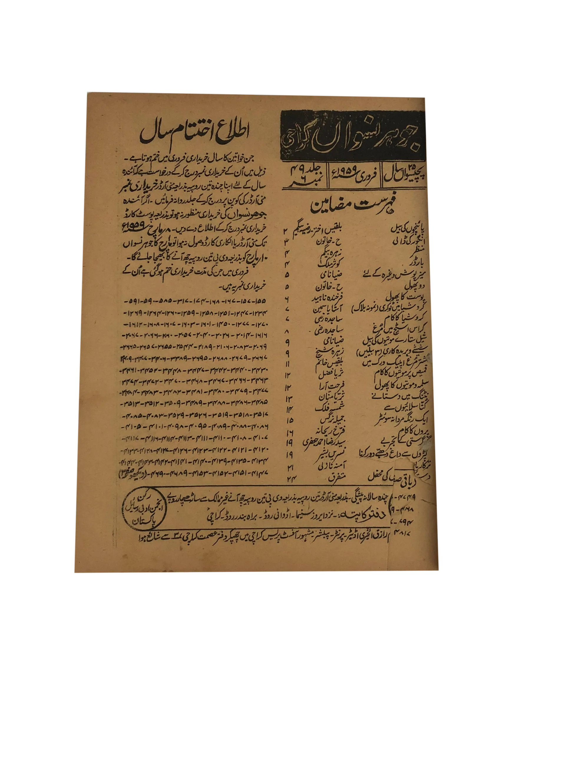 47 Issues of Jauhar-e-Niswan (1956-1960, Urdu) - KHAJISTAN™