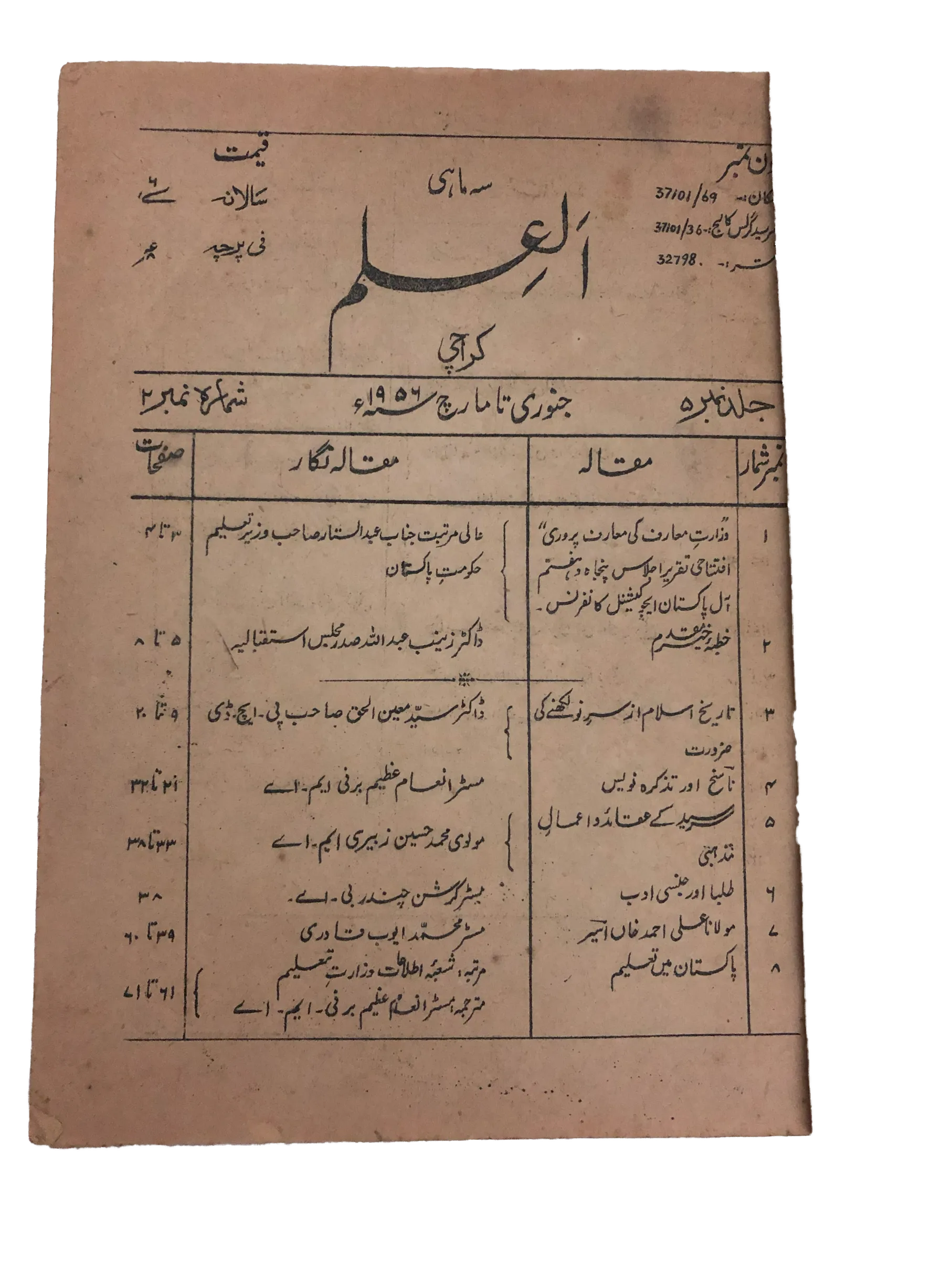 6 Issues of Quarterly Al-Ilm (1956-1974, Karachi) - KHAJISTAN™