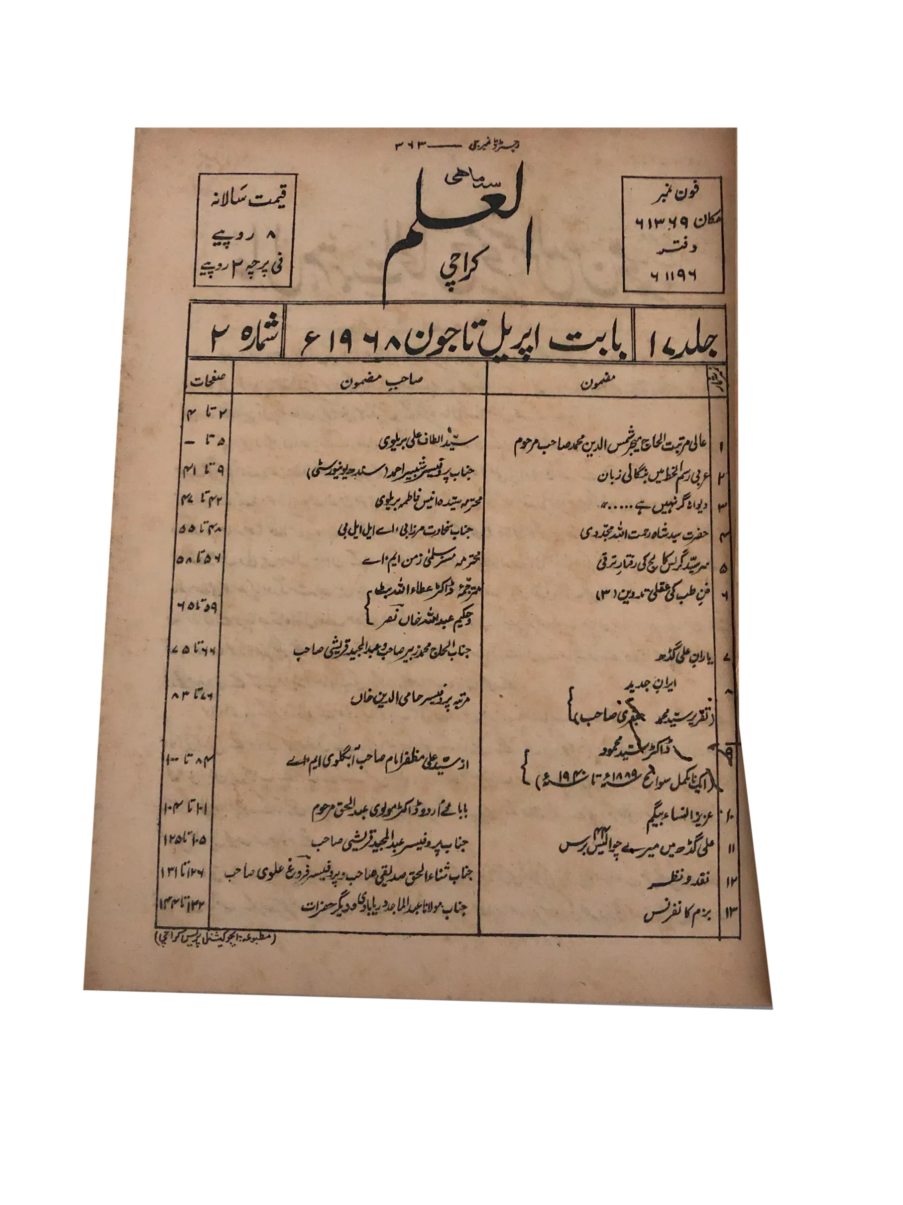 6 Issues of Quarterly Al-Ilm (1956-1974, Karachi) - KHAJISTAN™