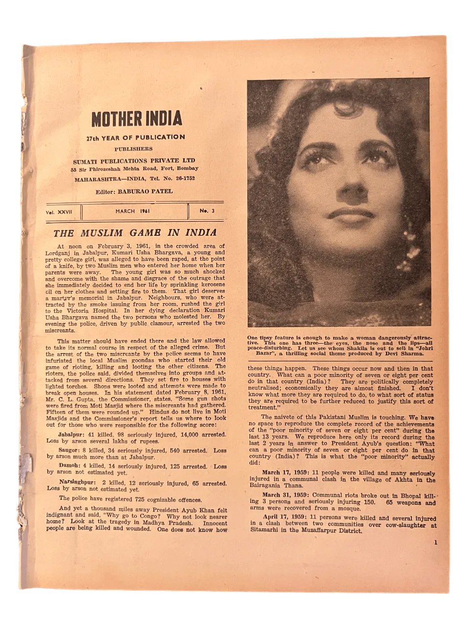 60 Issues of Mother India (1960s, India) - KHAJISTAN™