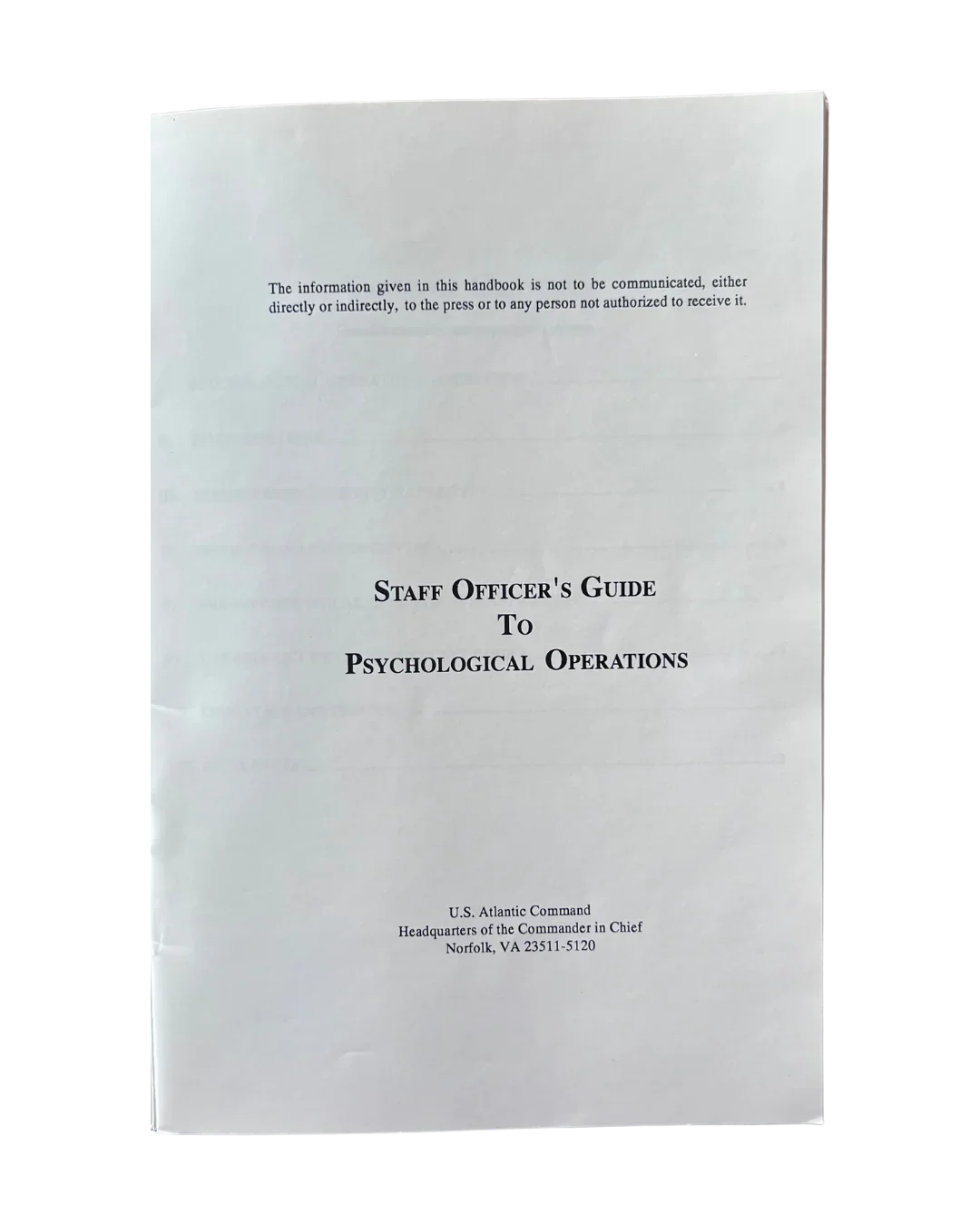 Staff Officer's Guide to Psychological Operations on a white background