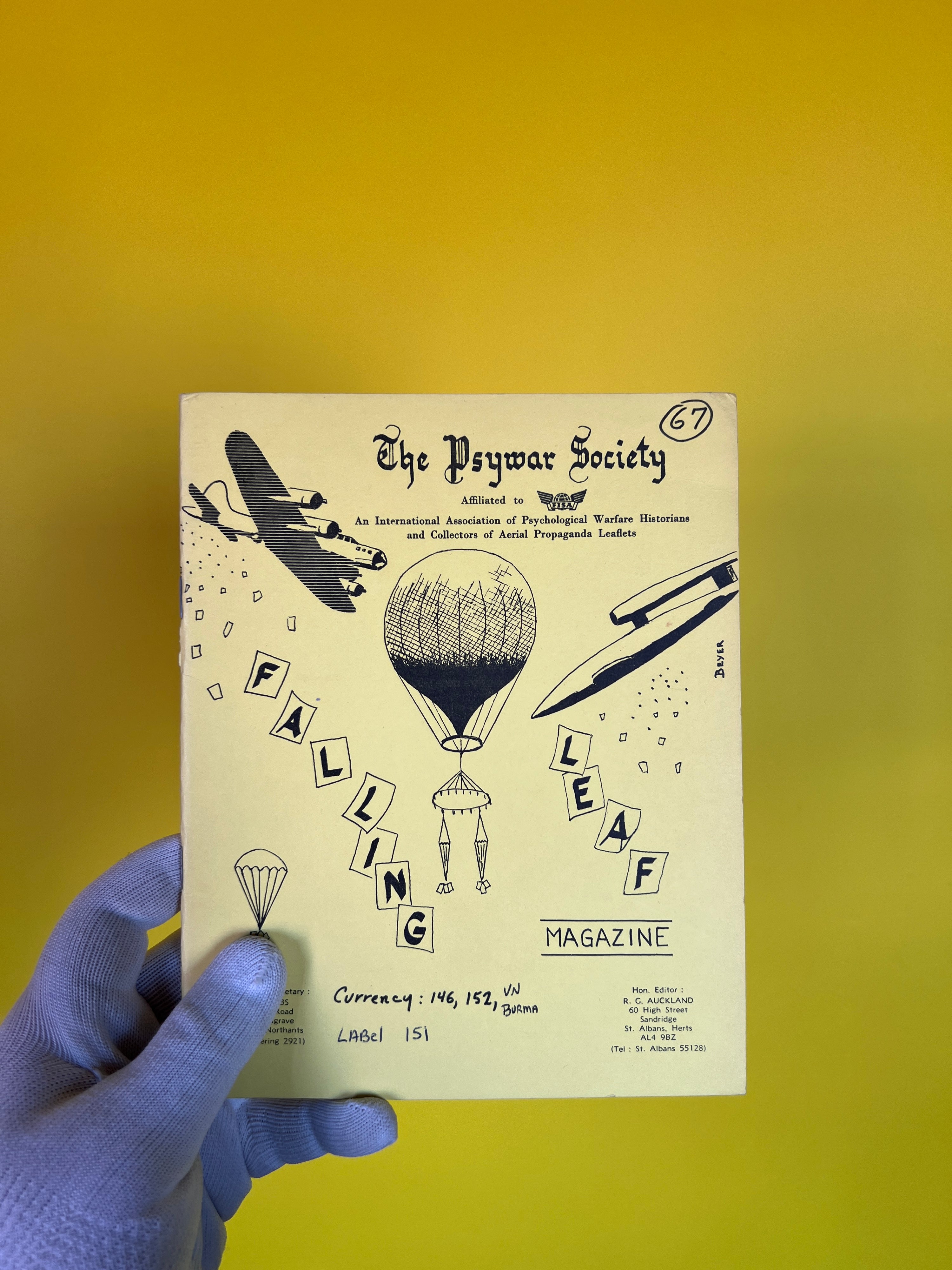 Original Psywar Society Falling Leaf Magazine, Aerial Propaganda Collectors Publication, United Kingdom, 1970s