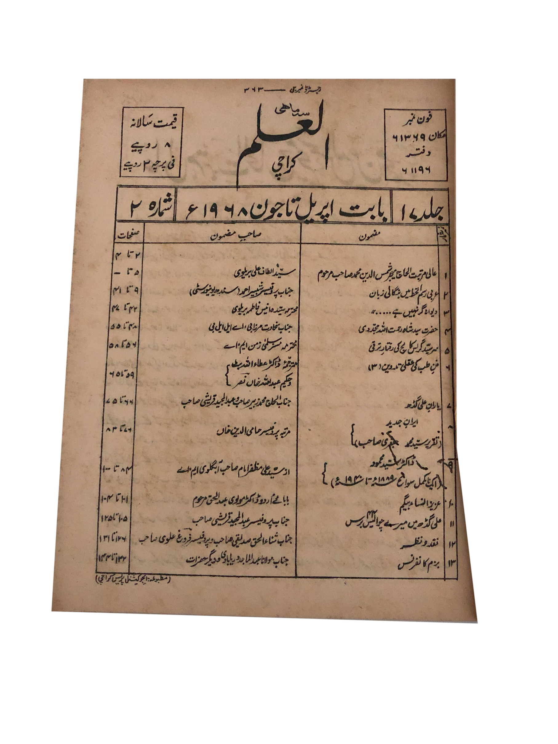 1956-74 Quarterly Al-Ilm, Karachi | 6 Issues