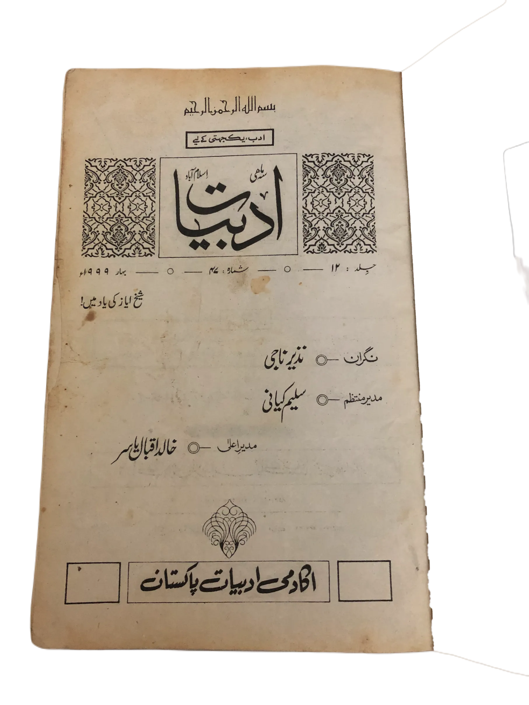 20 Issues of Quarterly Adbiyat (1987-2006, Islamabad, Urdu)