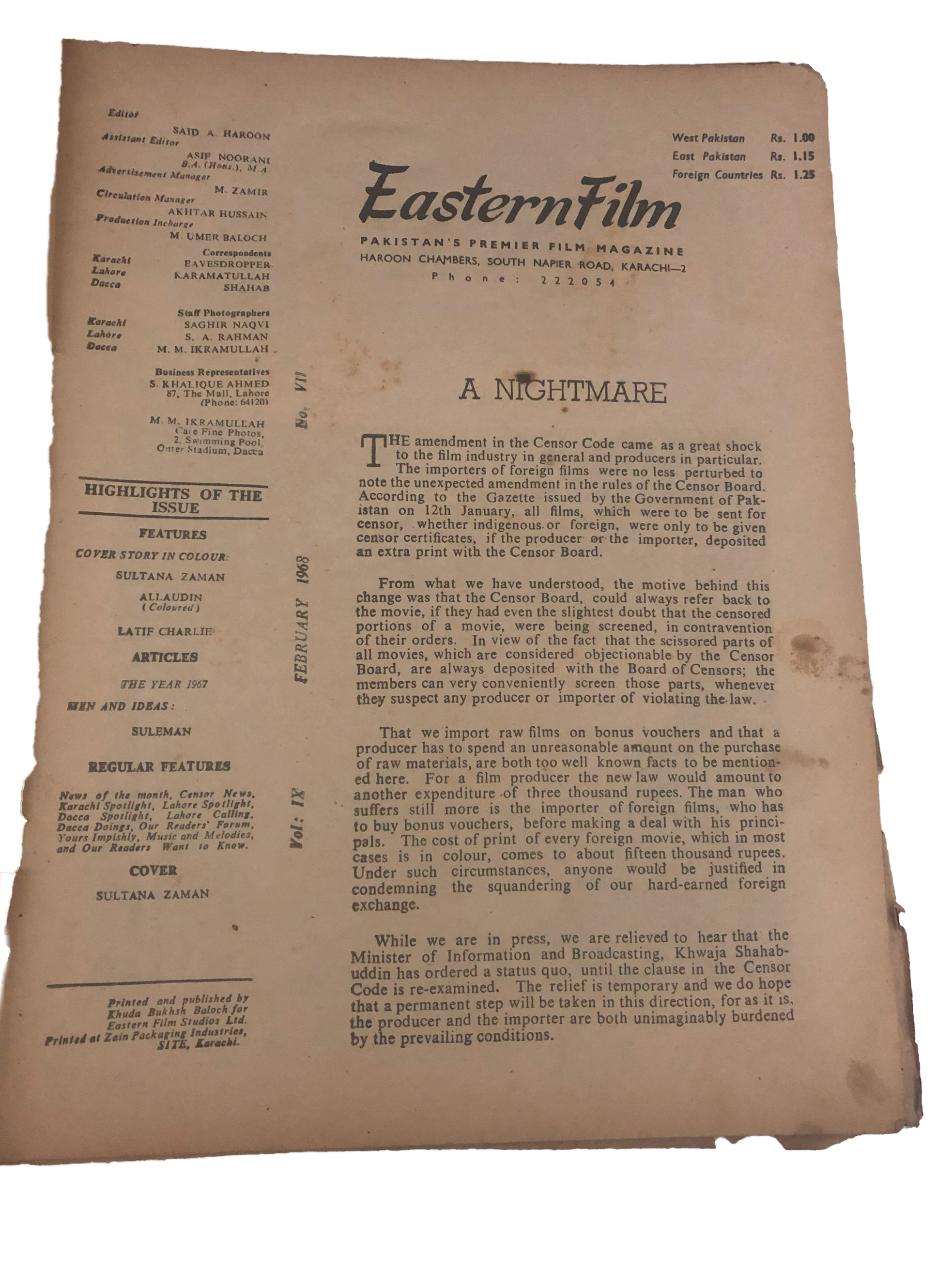 23 Issues of Eastern Film Magazine (1961-1972, Pakistan)