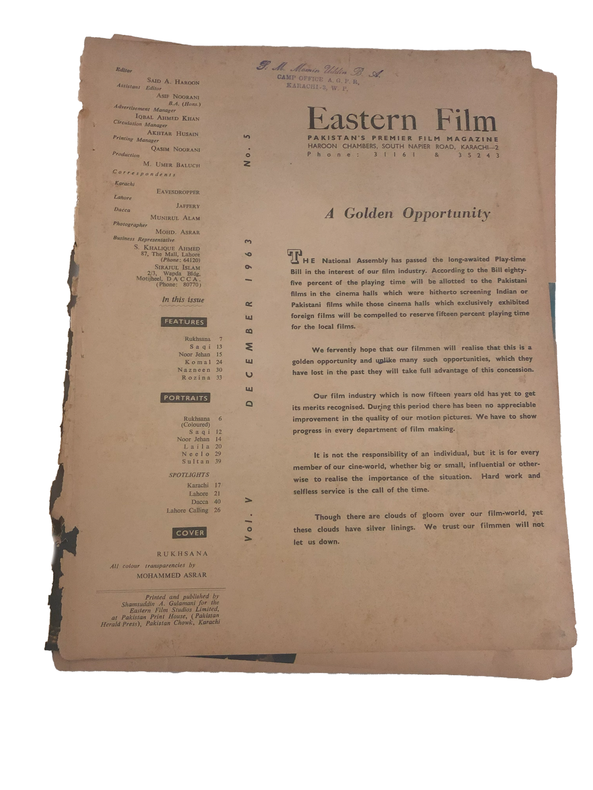 23 Issues of Eastern Film Magazine (1961-1972, Pakistan)