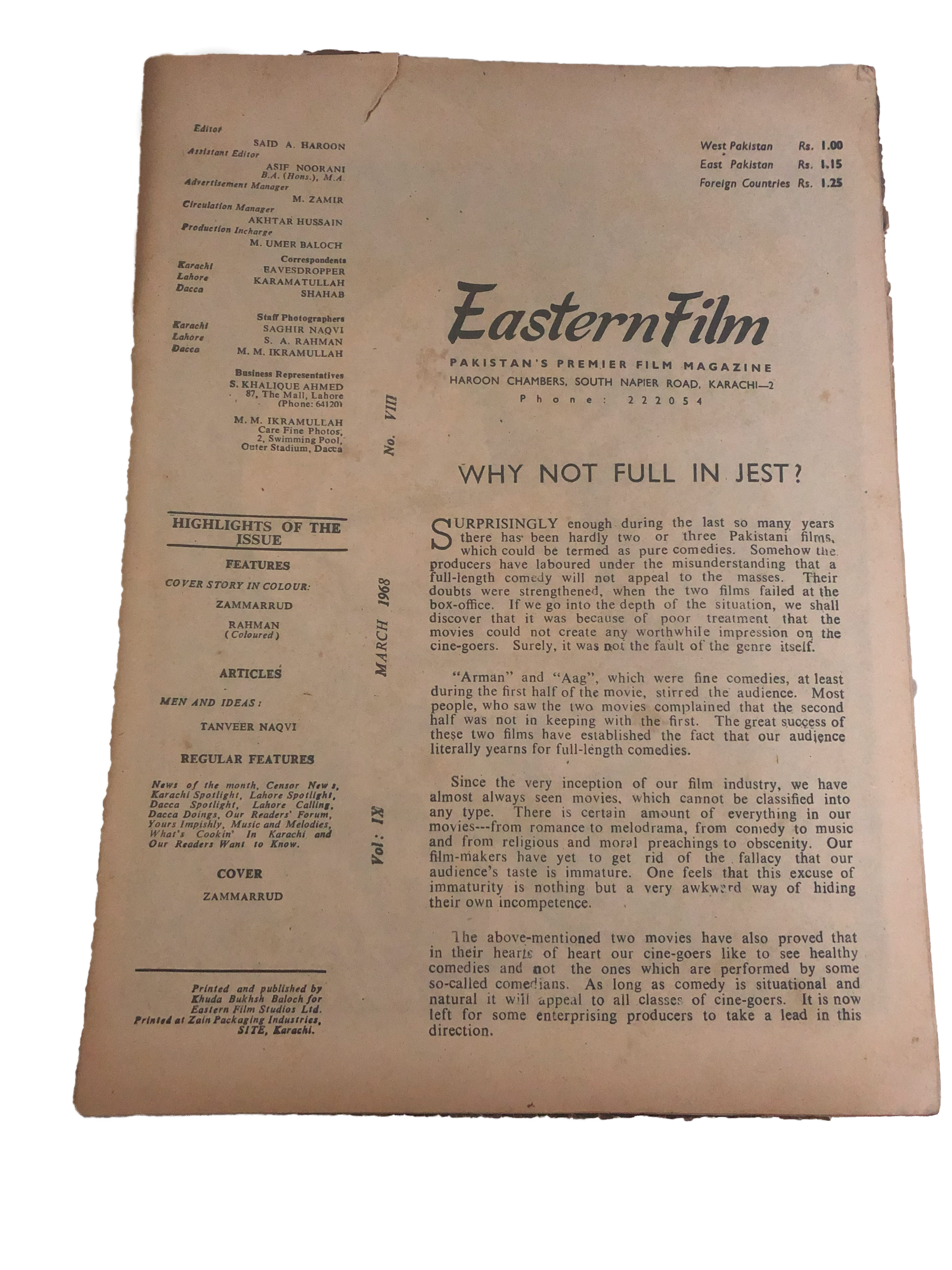 23 Issues of Eastern Film Magazine (1961-1972, Pakistan)