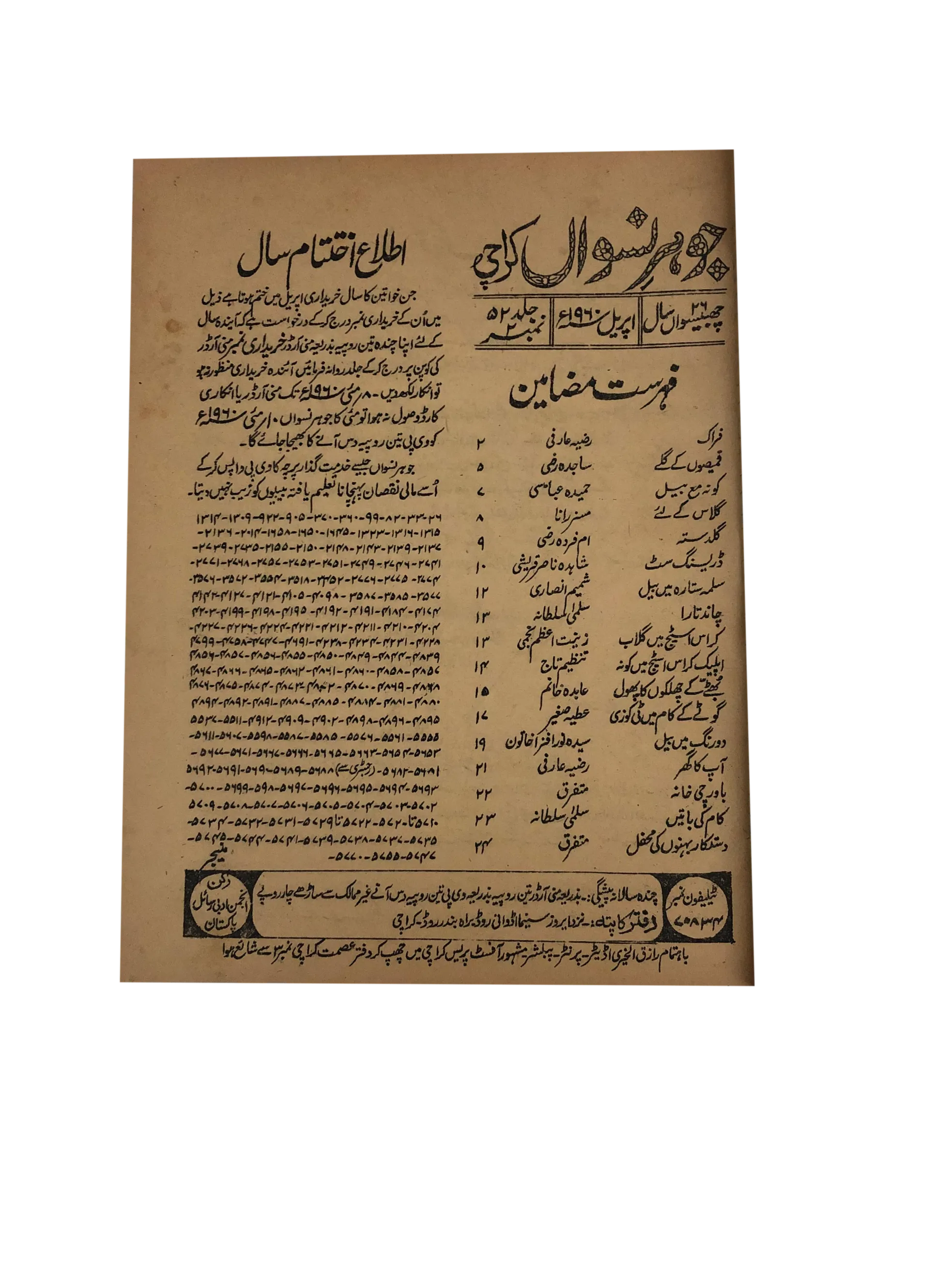 47 Issues of Jauhar-e-Niswan (1956-1960, Urdu)