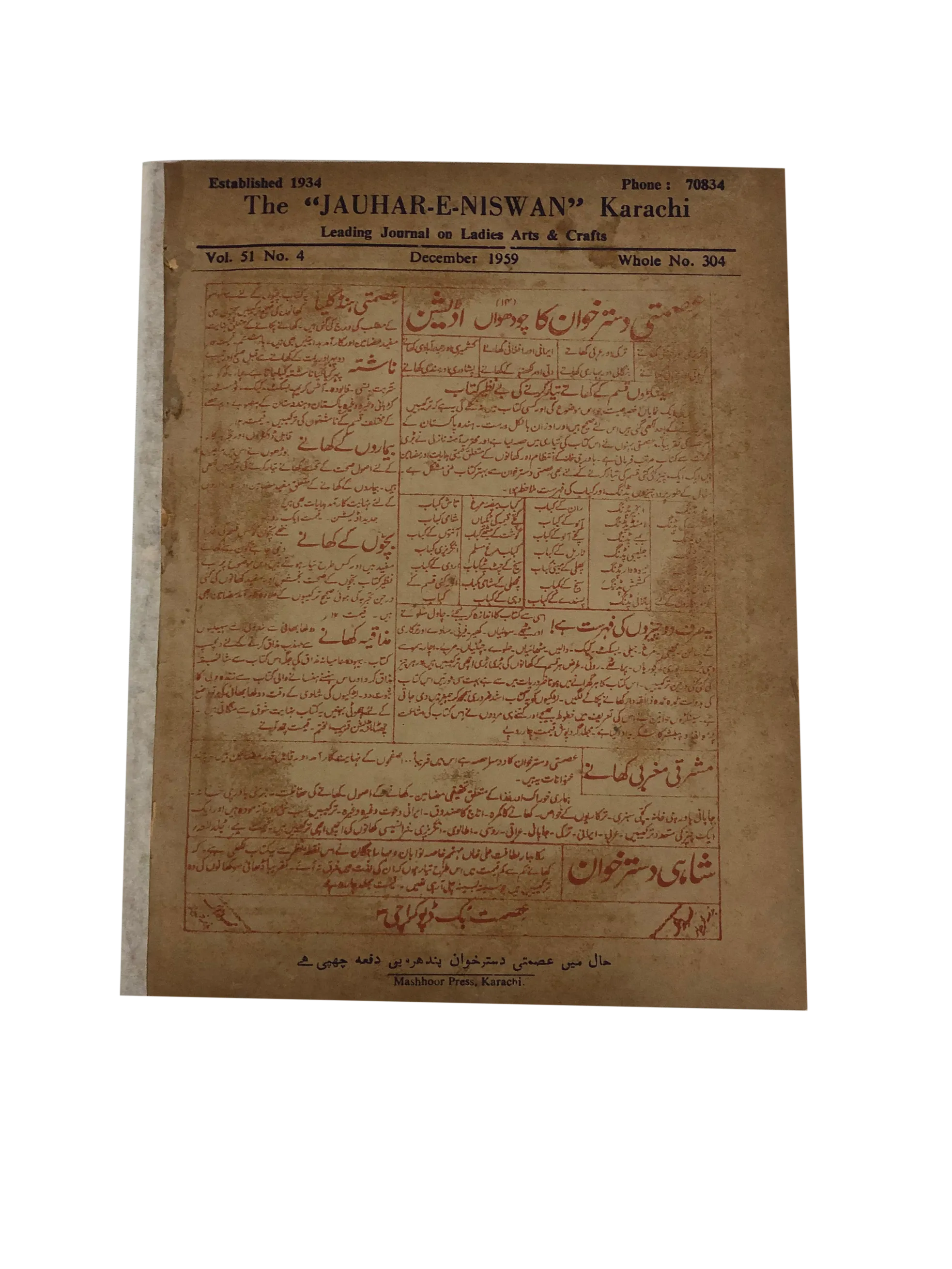 47 Issues of Jauhar-e-Niswan (1956-1960, Urdu)