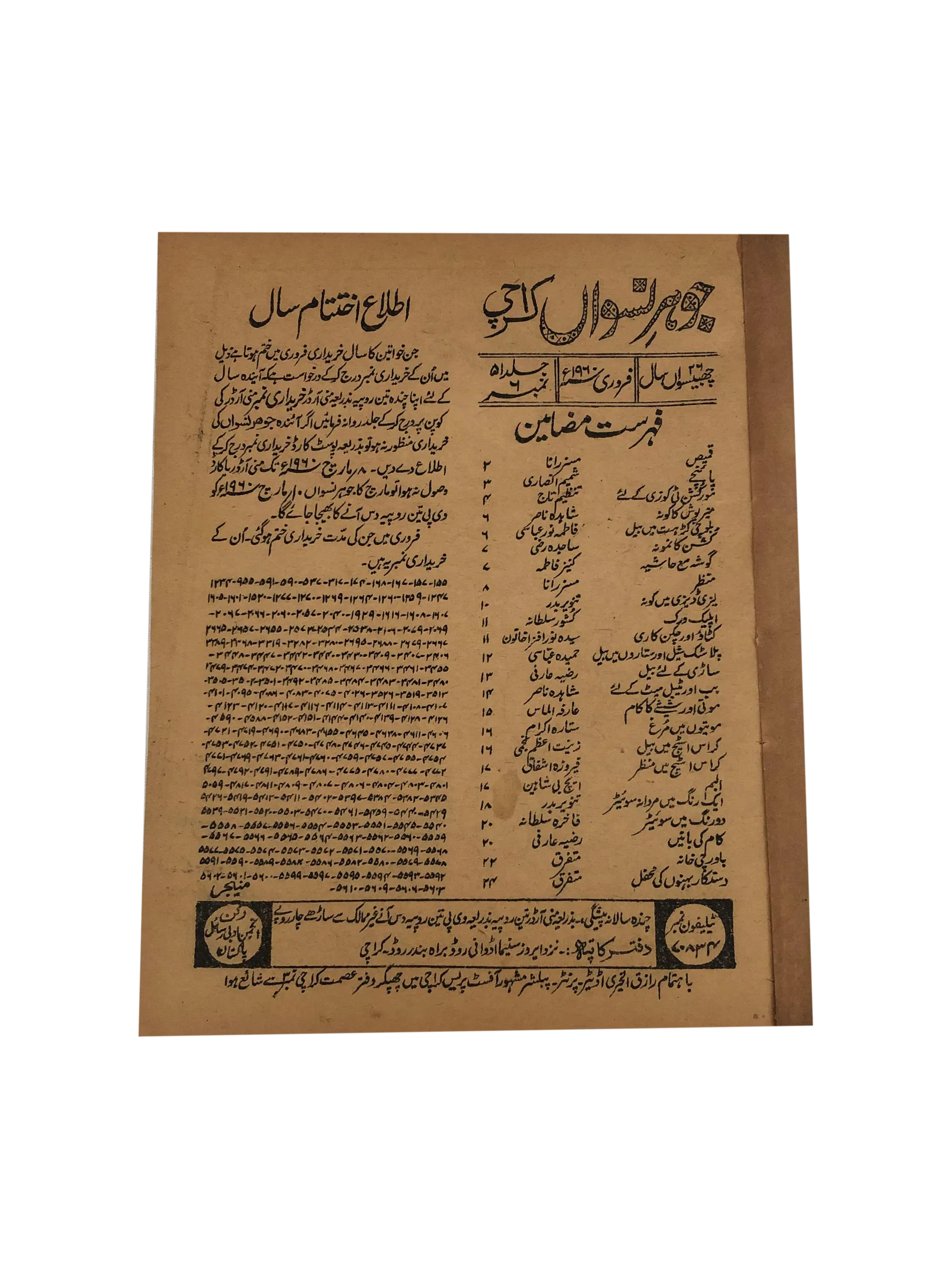 47 Issues of Jauhar-e-Niswan (1956-1960, Urdu)