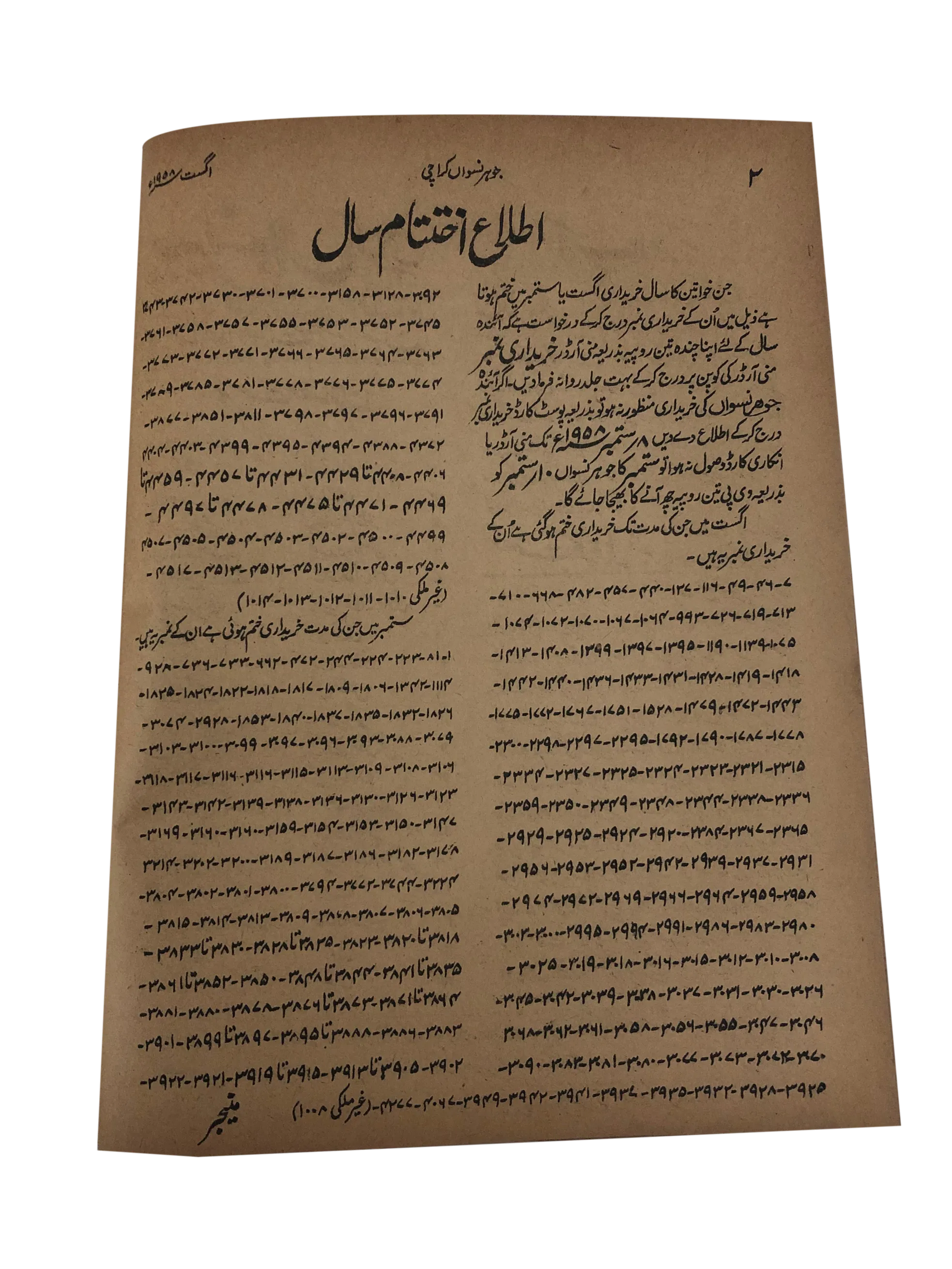 47 Issues of Jauhar-e-Niswan (1956-1960, Urdu)