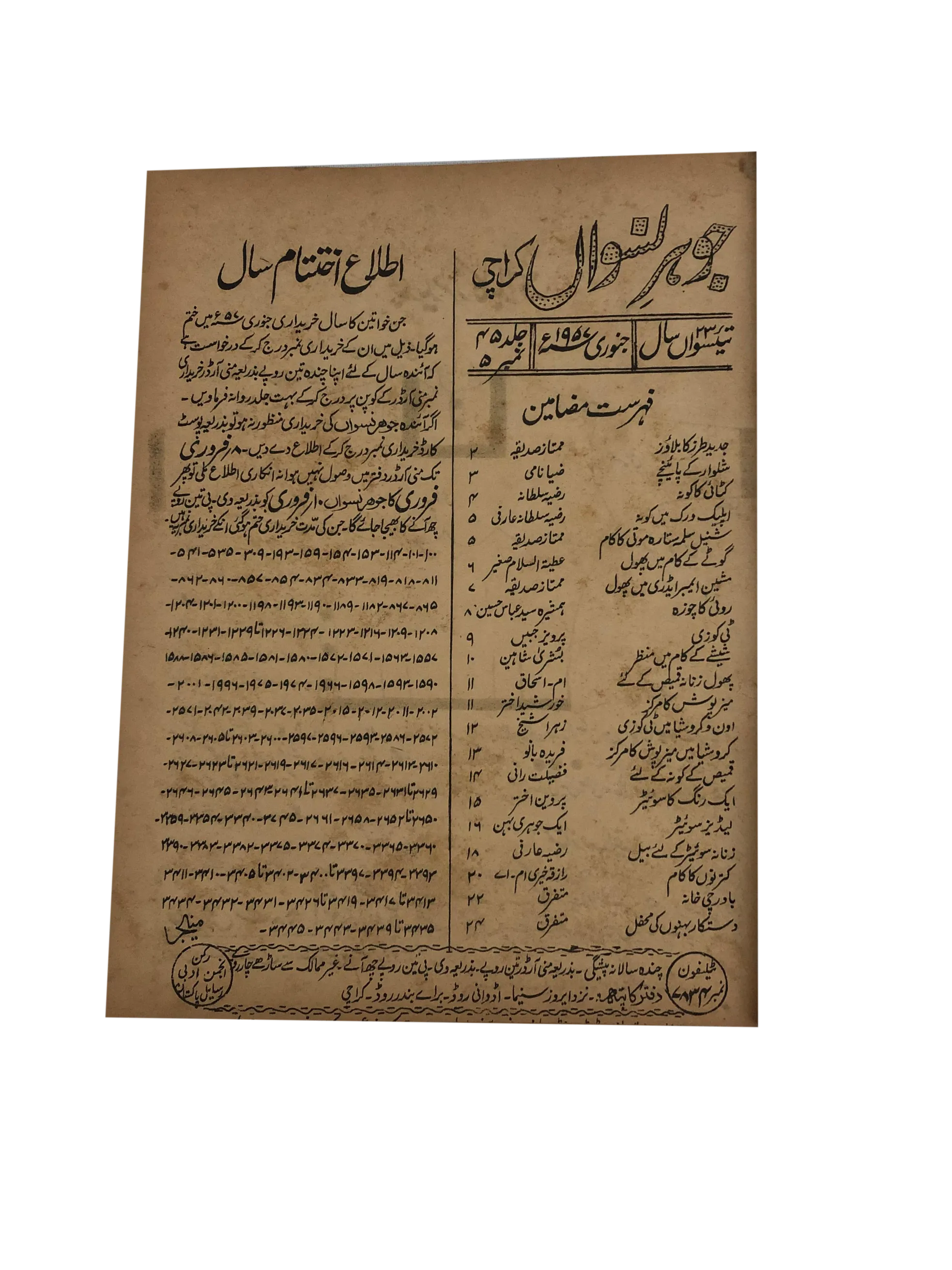 47 Issues of Jauhar-e-Niswan (1956-1960, Urdu)