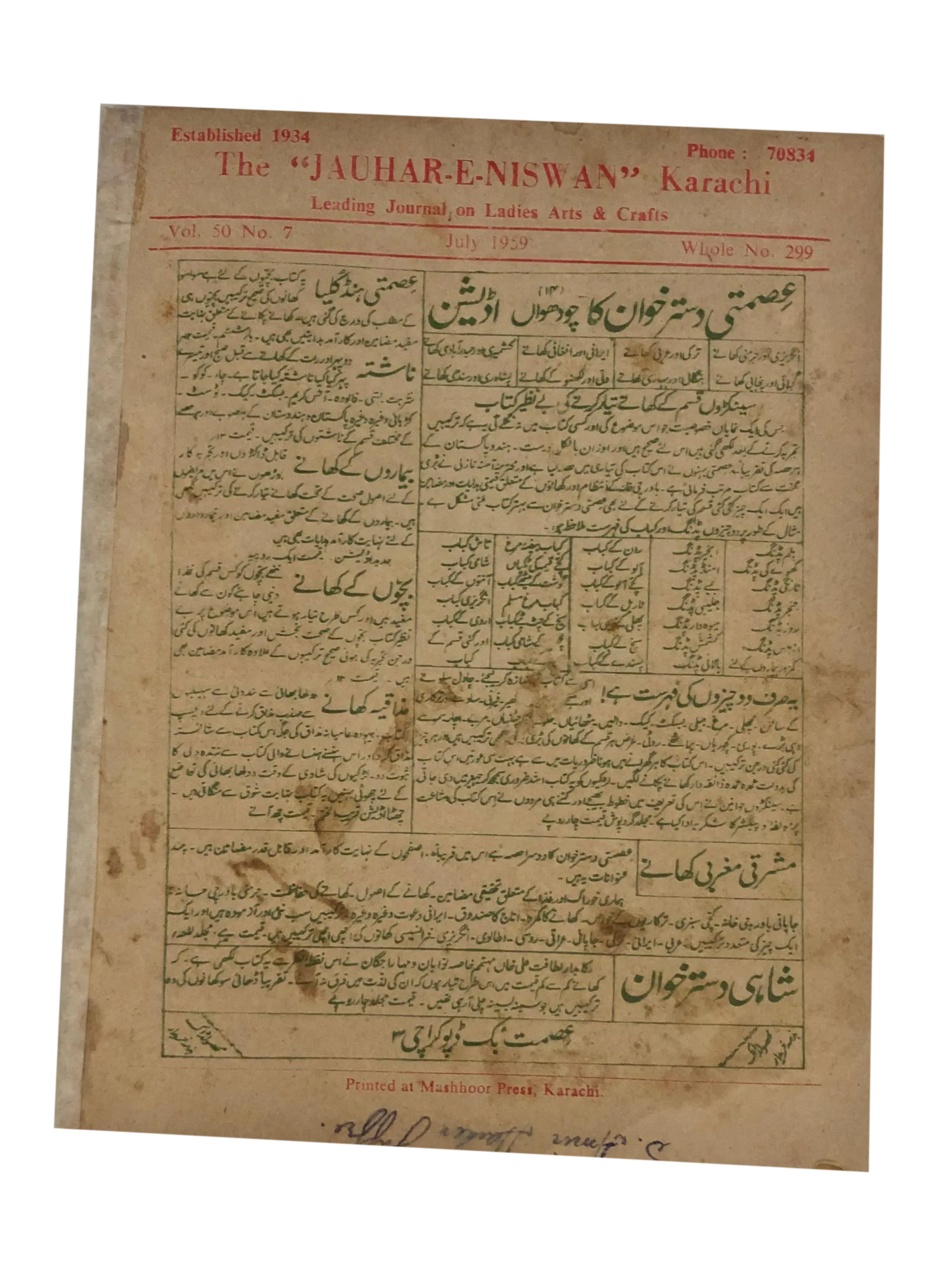 47 Issues of Jauhar-e-Niswan (1956-1960, Urdu)