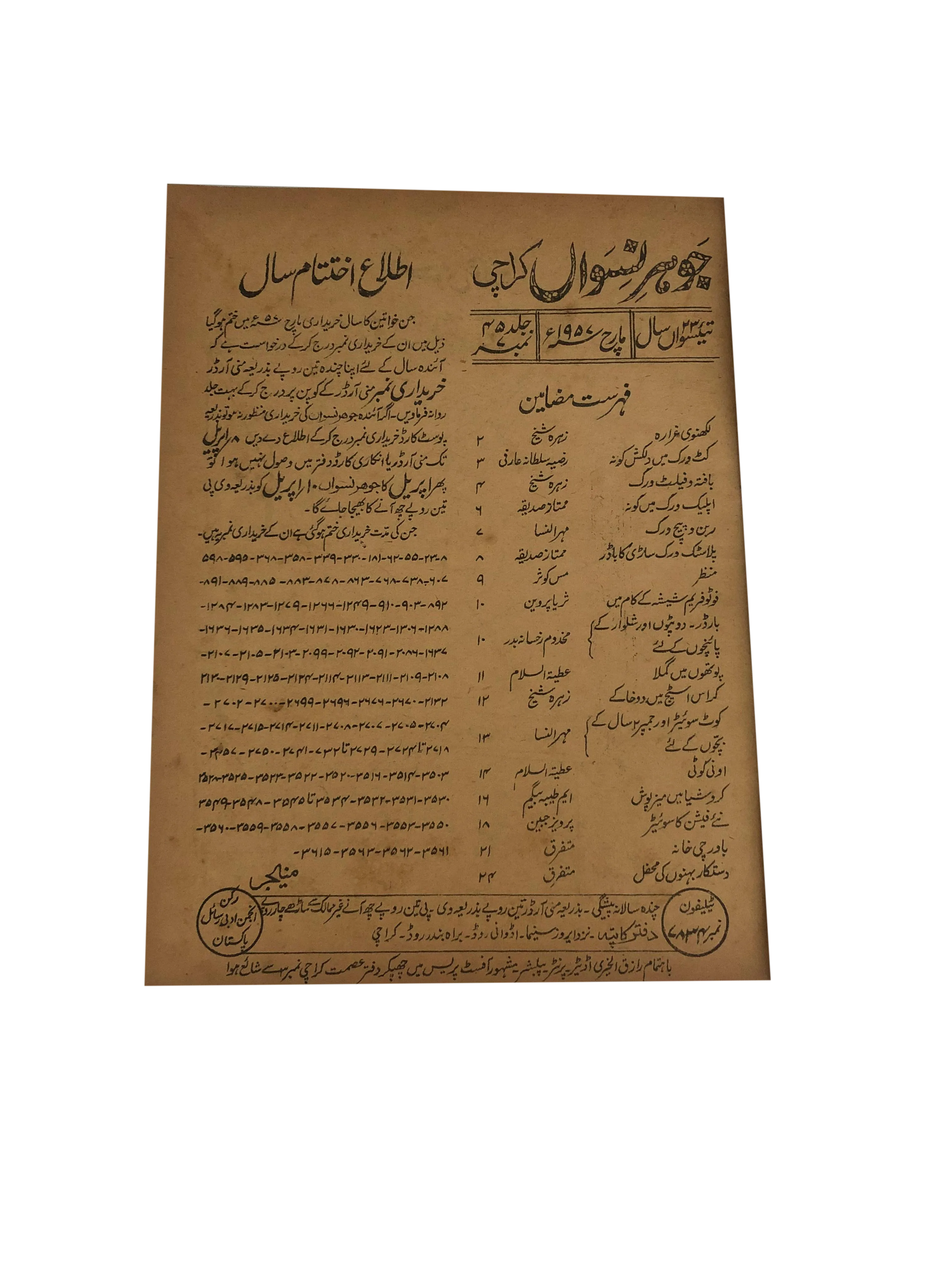 47 Issues of Jauhar-e-Niswan (1956-1960, Urdu)