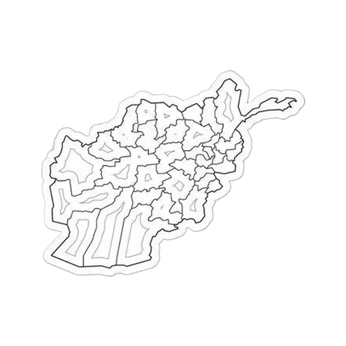 ملصق خريطة أفغانستان - 4" × 4" / أبيض