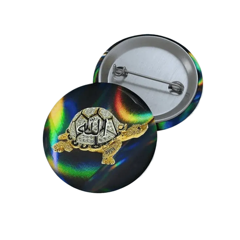 Allah on Bejeweled Tortoise Pin Button - KHAJISTAN™