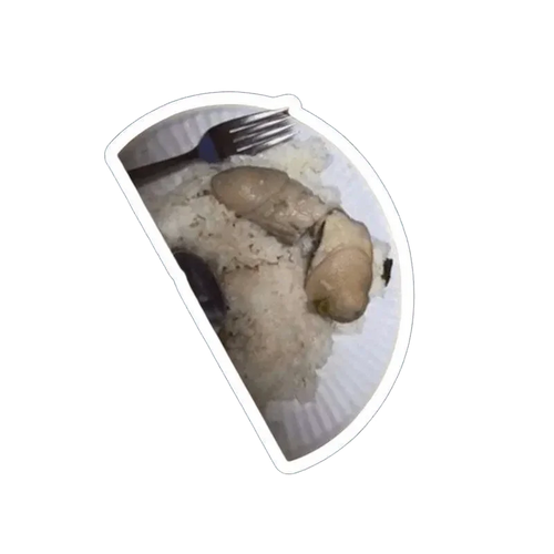 Autocollant Poulet Pulao avec Riz Basmati - 3" × 3" / Blanc