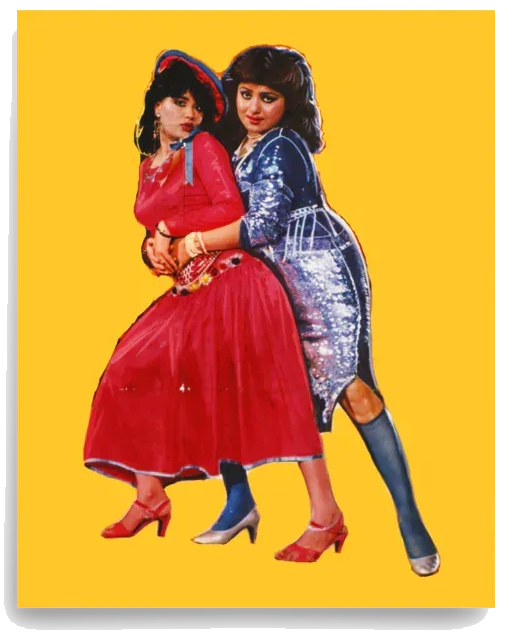 Khajistan Girls — artwork on yellow background