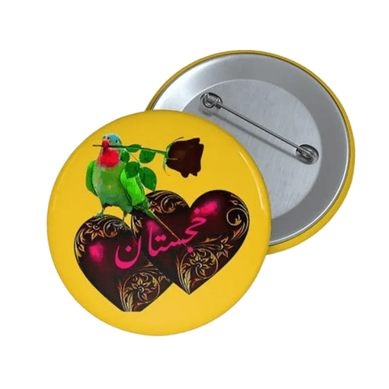 Khajistan Hearts and Parrot Pin Button - KHAJISTAN™