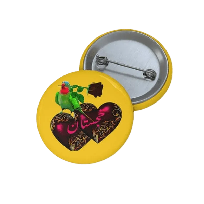 Khajistan Hearts and Parrot Pin Button - KHAJISTAN™