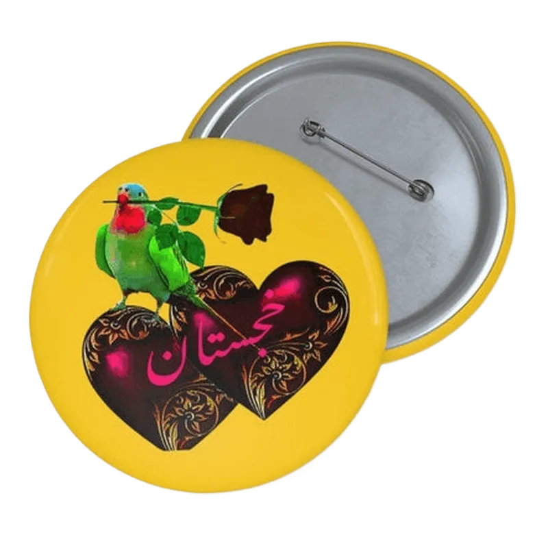 Khajistan Hearts and Parrot Pin Button - KHAJISTAN™